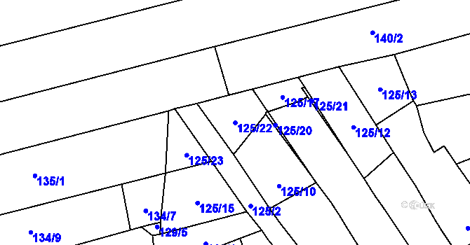 Parcela st. 125/22 v KÚ Ivaň, Katastrální mapa