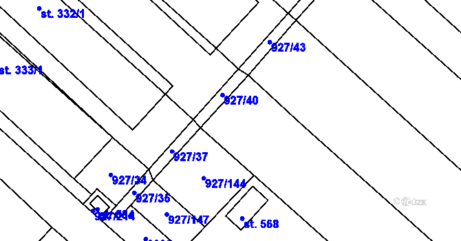 Parcela st. 927/141 v KÚ Ivaň, Katastrální mapa