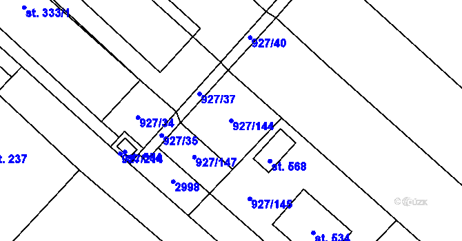 Parcela st. 927/144 v KÚ Ivaň, Katastrální mapa