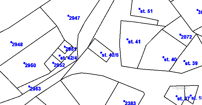 Parcela st. 42/5 v KÚ Ivaň, Katastrální mapa