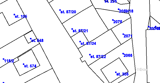Parcela st. 87/24 v KÚ Ivaň, Katastrální mapa