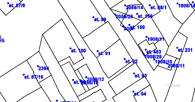 Parcela st. 91 v KÚ Ivaň, Katastrální mapa