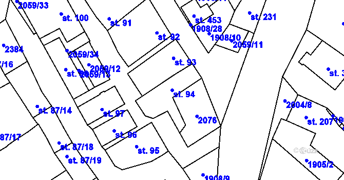 Parcela st. 94 v KÚ Ivaň, Katastrální mapa