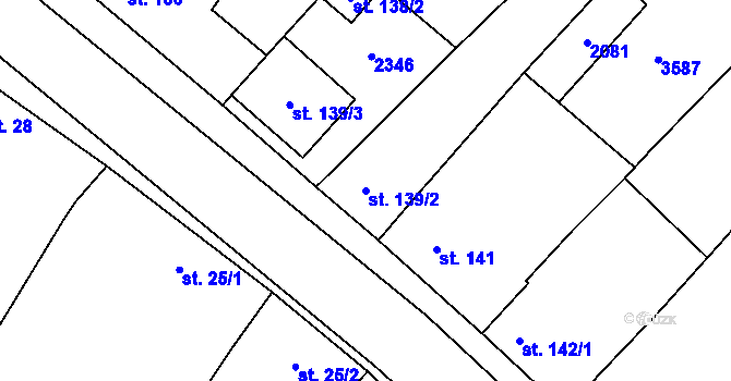 Parcela st. 139/2 v KÚ Ivaň, Katastrální mapa