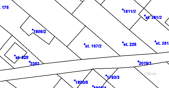 Parcela st. 167/2 v KÚ Ivaň, Katastrální mapa