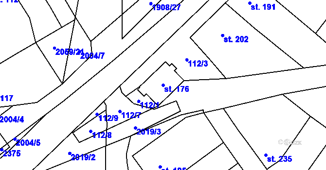 Parcela st. 176 v KÚ Ivaň, Katastrální mapa