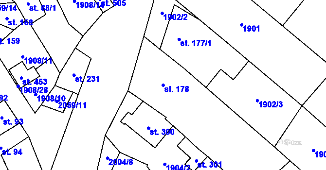 Parcela st. 178 v KÚ Ivaň, Katastrální mapa