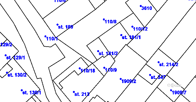 Parcela st. 181/2 v KÚ Ivaň, Katastrální mapa
