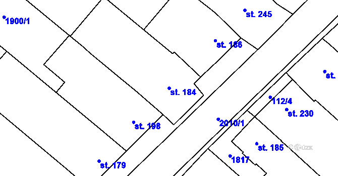 Parcela st. 184 v KÚ Ivaň, Katastrální mapa