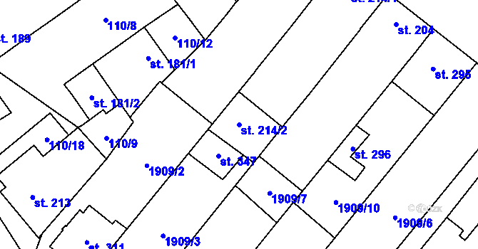 Parcela st. 214/2 v KÚ Ivaň, Katastrální mapa