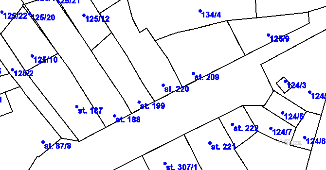 Parcela st. 220 v KÚ Ivaň, Katastrální mapa