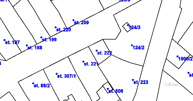 Parcela st. 222 v KÚ Ivaň, Katastrální mapa