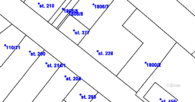 Parcela st. 228 v KÚ Ivaň, Katastrální mapa