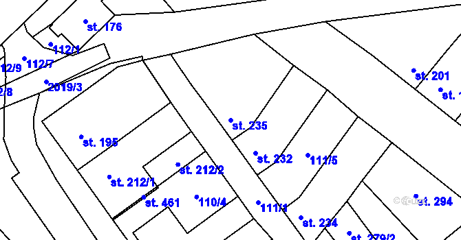 Parcela st. 235 v KÚ Ivaň, Katastrální mapa