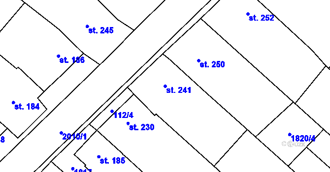 Parcela st. 241 v KÚ Ivaň, Katastrální mapa