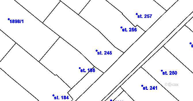 Parcela st. 245 v KÚ Ivaň, Katastrální mapa