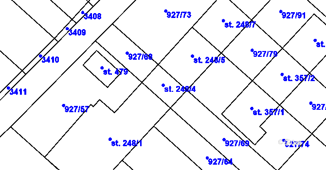 Parcela st. 248/4 v KÚ Ivaň, Katastrální mapa