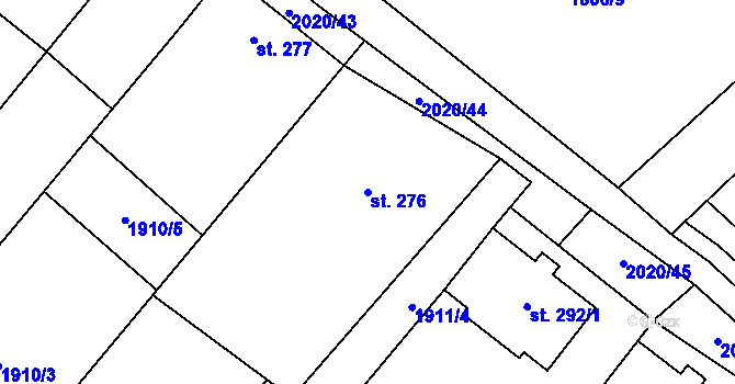 Parcela st. 276 v KÚ Ivaň, Katastrální mapa