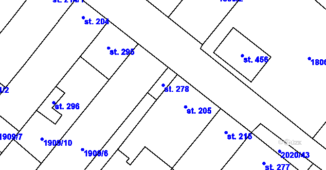 Parcela st. 278 v KÚ Ivaň, Katastrální mapa