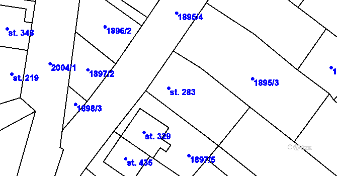 Parcela st. 283 v KÚ Ivaň, Katastrální mapa