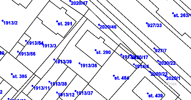Parcela st. 290 v KÚ Ivaň, Katastrální mapa
