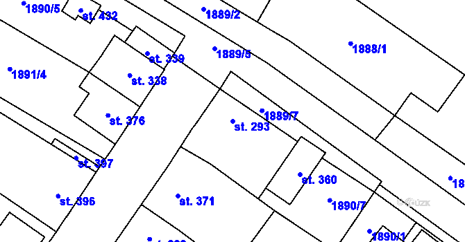 Parcela st. 293 v KÚ Ivaň, Katastrální mapa