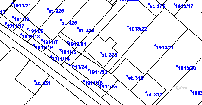 Parcela st. 320 v KÚ Ivaň, Katastrální mapa