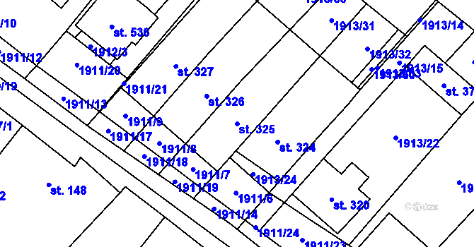 Parcela st. 325 v KÚ Ivaň, Katastrální mapa