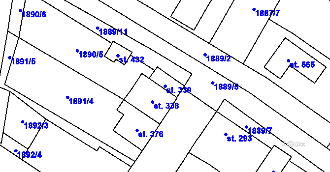 Parcela st. 339 v KÚ Ivaň, Katastrální mapa