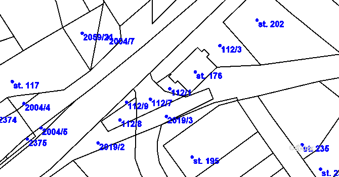 Parcela st. 112/1 v KÚ Ivaň, Katastrální mapa