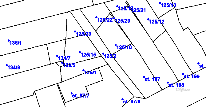 Parcela st. 125/2 v KÚ Ivaň, Katastrální mapa