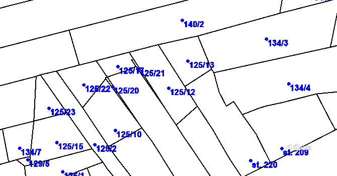 Parcela st. 125/12 v KÚ Ivaň, Katastrální mapa
