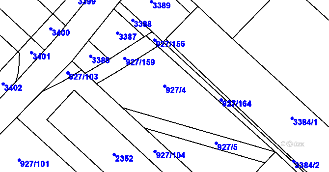 Parcela st. 927/4 v KÚ Ivaň, Katastrální mapa
