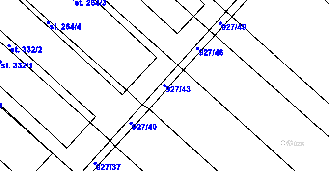 Parcela st. 927/43 v KÚ Ivaň, Katastrální mapa