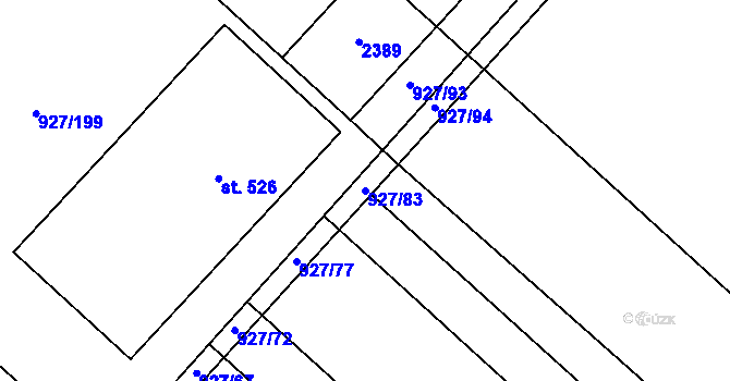 Parcela st. 927/83 v KÚ Ivaň, Katastrální mapa