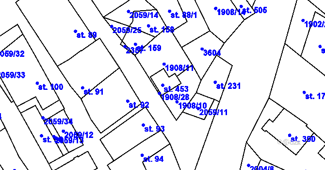 Parcela st. 453 v KÚ Ivaň, Katastrální mapa