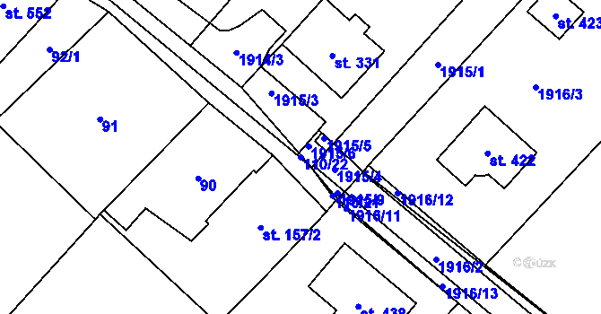 Parcela st. 110/22 v KÚ Ivaň, Katastrální mapa