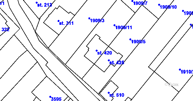 Parcela st. 420 v KÚ Ivaň, Katastrální mapa