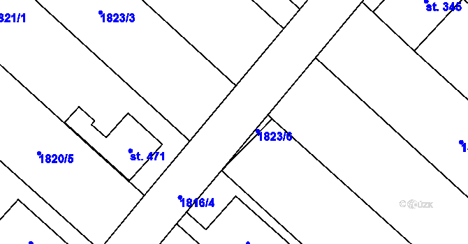 Parcela st. 1823/5 v KÚ Ivaň, Katastrální mapa
