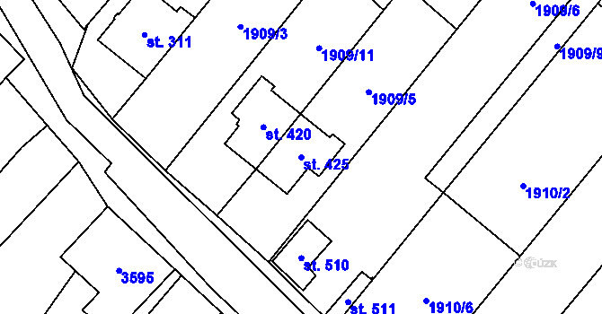 Parcela st. 425 v KÚ Ivaň, Katastrální mapa