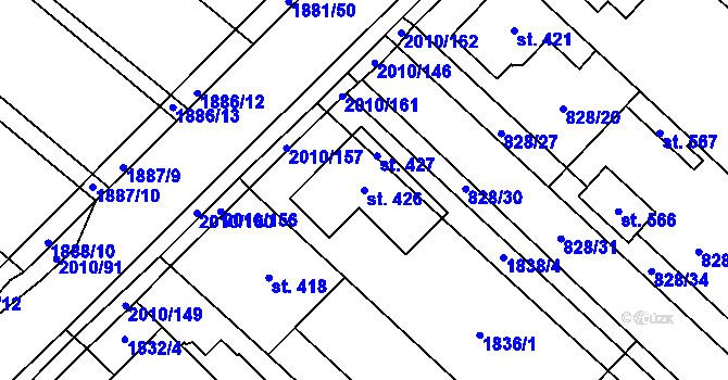 Parcela st. 426 v KÚ Ivaň, Katastrální mapa