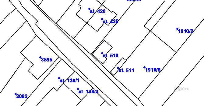 Parcela st. 510 v KÚ Ivaň, Katastrální mapa