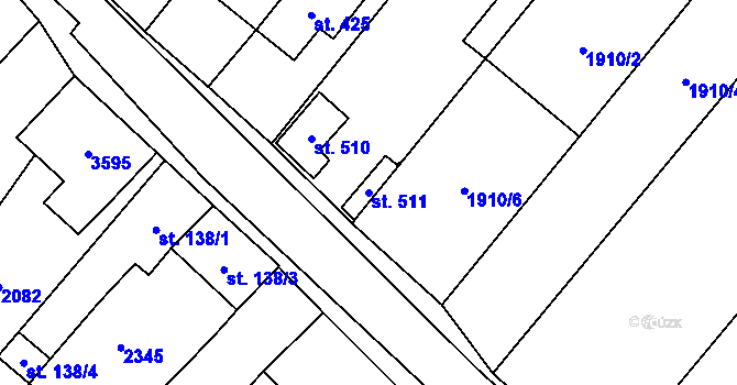 Parcela st. 511 v KÚ Ivaň, Katastrální mapa