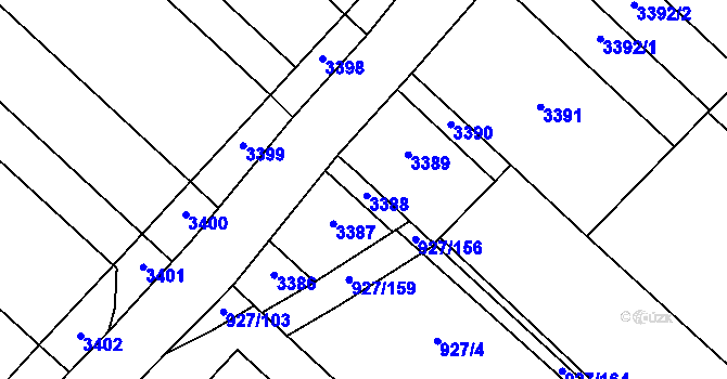 Parcela st. 927/163 v KÚ Ivaň, Katastrální mapa