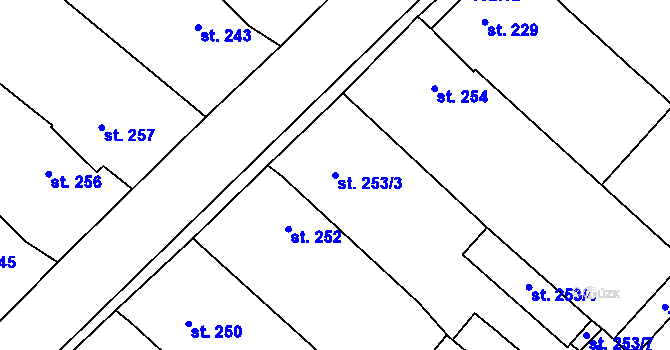 Parcela st. 253/3 v KÚ Ivaň, Katastrální mapa