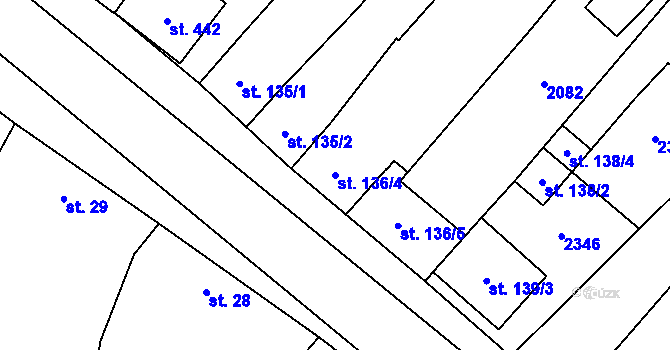Parcela st. 136/4 v KÚ Ivaň, Katastrální mapa