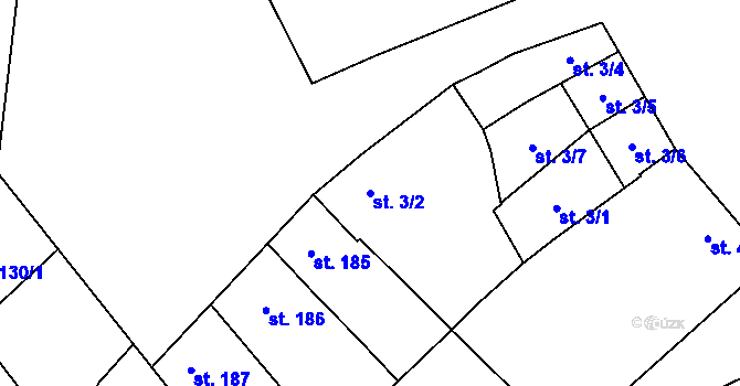 Parcela st. 3/2 v KÚ Ivaň na Hané, Katastrální mapa
