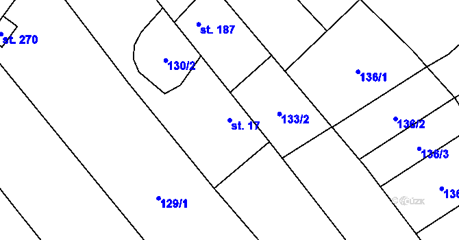 Parcela st. 17 v KÚ Ivaň na Hané, Katastrální mapa