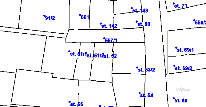 Parcela st. 52 v KÚ Ivaň na Hané, Katastrální mapa