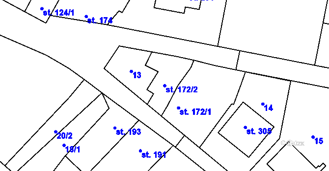 Parcela st. 172/2 v KÚ Ivaň na Hané, Katastrální mapa